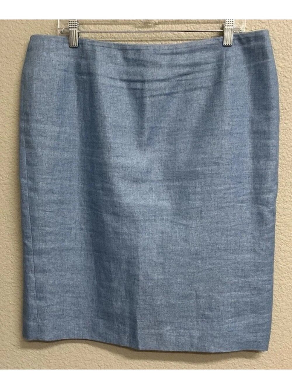 Lafayette 148 New York Skirt Blue 100% Linen Straight Pencil Career Office Sz 14